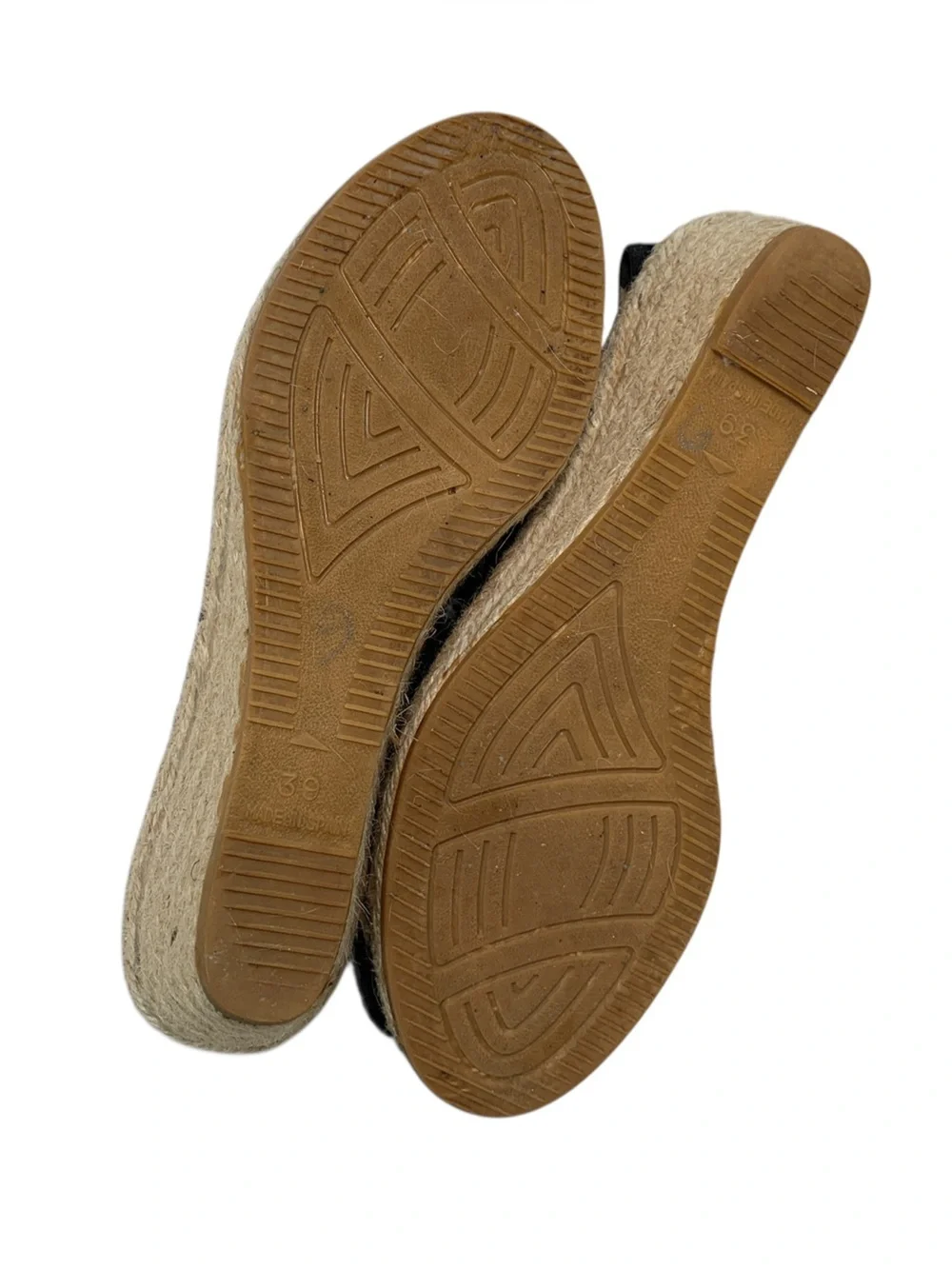 Vidorreta Sofia Black Peep Toe Ruched Wedge Espadrilles EU 39